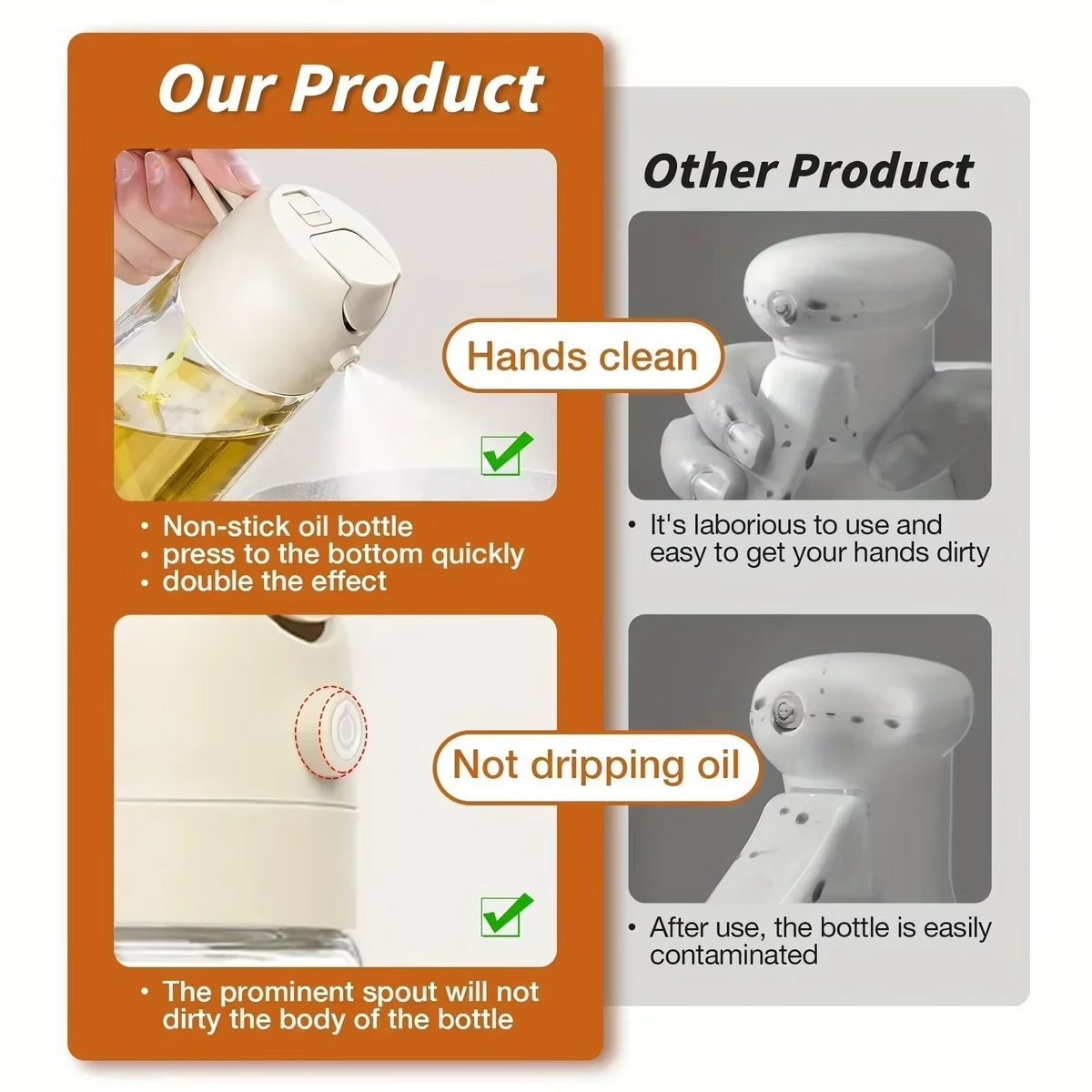 Smart 2-in-1 Kitchen Oil Dispenser – Precision Spray & Non-Drip Pour