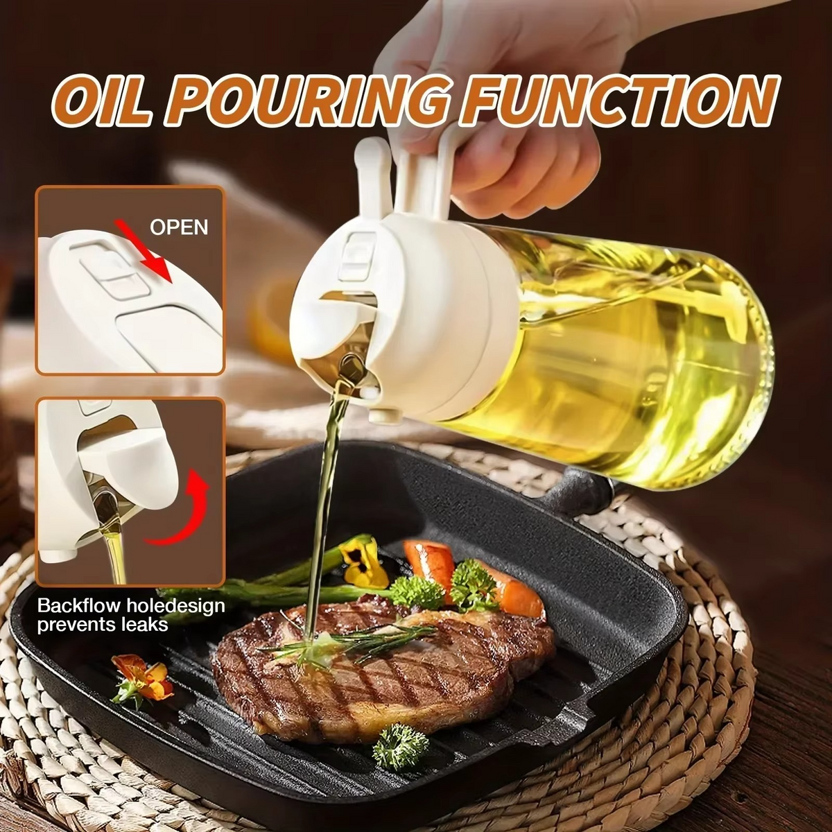 Smart 2-in-1 Kitchen Oil Dispenser – Precision Spray & Non-Drip Pour