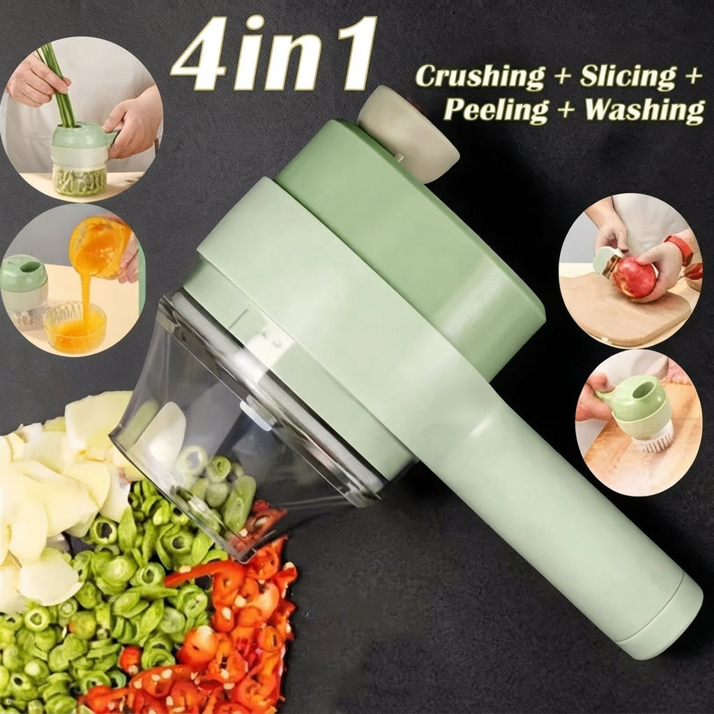 4-in-1 Handheld Electric Vegetable Cutter & Mini Food Processor Set