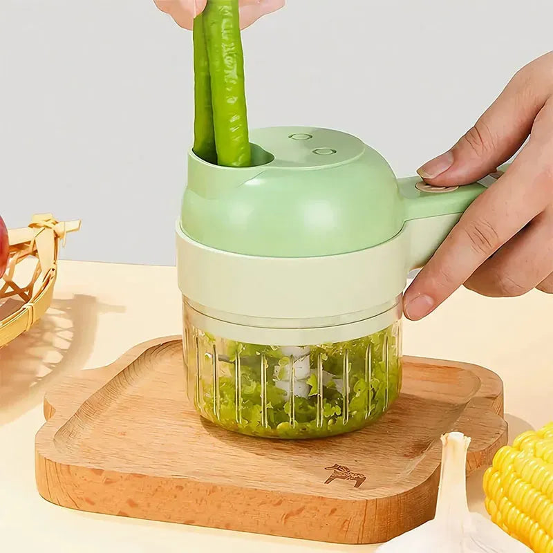 4-in-1 Handheld Electric Vegetable Cutter & Mini Food Processor Set