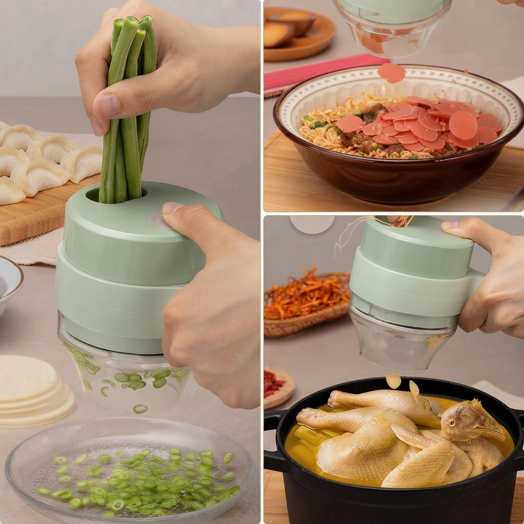 4-in-1 Handheld Electric Vegetable Cutter & Mini Food Processor Set