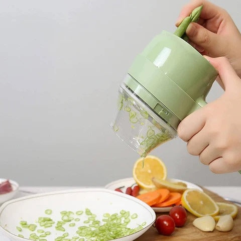 4-in-1 Handheld Electric Vegetable Cutter & Mini Food Processor Set