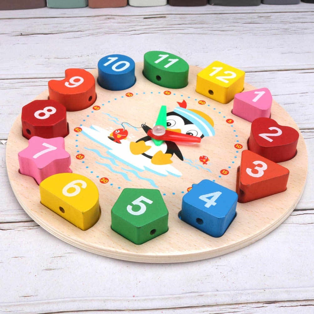 Kids' Wooden Clock & Shape Sorting Puzzle
