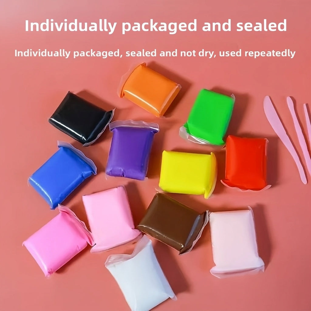 12-Color Air Dry Foam Clay Set with Sculpting Tools