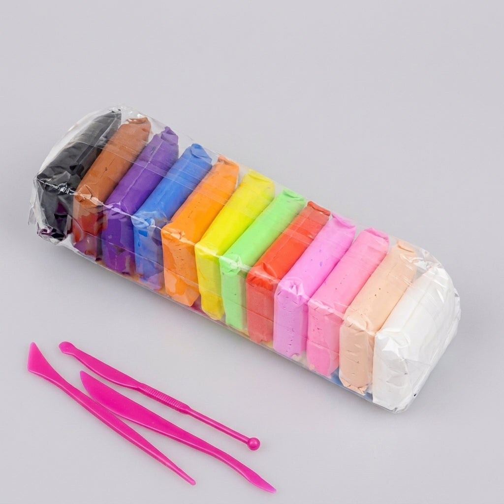 12-Color Air Dry Foam Clay Set with Sculpting Tools