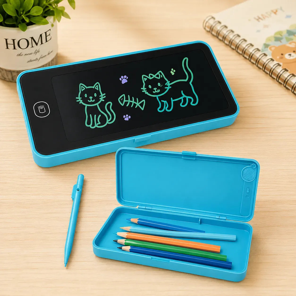 2-in-1 Kids' LCD Magic Writing Pad & Pencil Case
