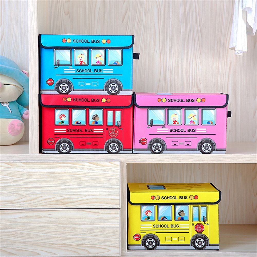 2-in-1 School Bus Toy Storage Box & Stool